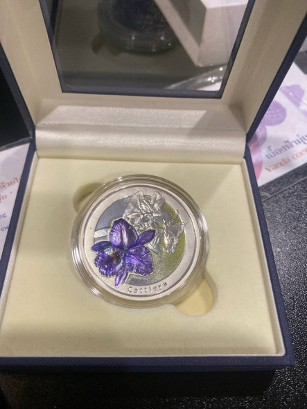 Thai orchid commemorative Cattleya silver coin