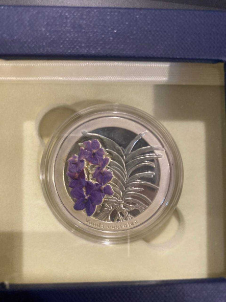 Thai orchid commemorative vanda coerulea silver coin
