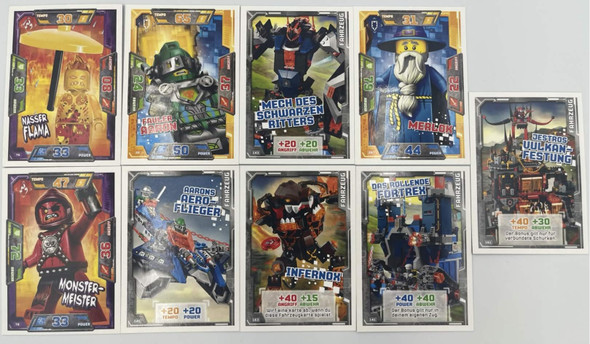 Villains, Mechs &amp; Fortress Card Lot – Jestro &amp; Lava Monsters Set (9 Cards) LEGO NEXO KNIGHTS