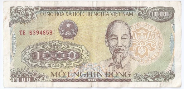 Vietnam 1000 dong 1988 (1989) Ho Chi Minh, Elephant