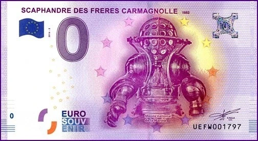 UEFW / DIVING SUIT OF THE CARMAGNOLLE BROTHERS / €0 BANKNOTE / 0 EURO BANKNOTE / 2016-2-