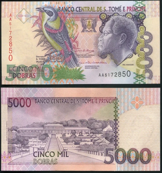 Sao Tome and Principe Banknote 5000 dobras 26.08.2004 Unc Cat