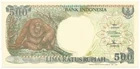 1992/1997 BANK of INDONESIA Choice Crisp LIMA RATUS or 500 RUPIAH Note ORANGUTAN