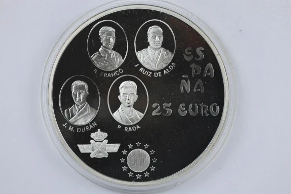 1997 M Spain Silver 25 Euro Proof Aviation 5oz Airplane