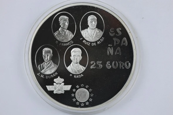 1997 M Spain Silver 25 Euro Proof Aviation 5oz Airplane