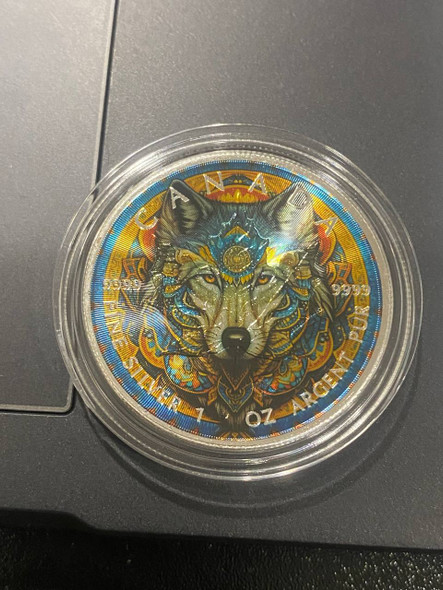 2024 colorized argent $5 wolf silver coins 1 oz Canada