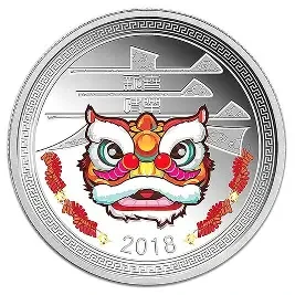 2018 1 oz Republic of Chad Happy Chinese New Year "Lion Dance" Proof Silver Coin