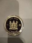 2022 1oz Fiji marble dome shaped silver coloured coin-scarce-only 1000 issued