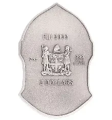 2022 2 oz Fiji "Ancient Warriors: Crusader Mask" Antique-Finished Silver Coin