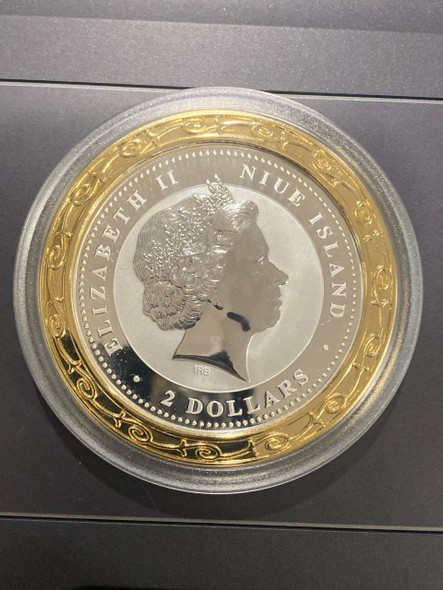 2009 treasures booming ox 2oz colored silver proof coin shape round gold $2