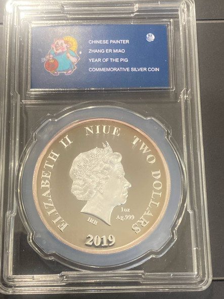 2019 niue island issue $2 year of pig chinese painter colorized proof coin 1 oz