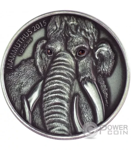 MAMMOTH PRESTIGE Set Real Eyes 1 Oz Silver Coin 1000 Francs Burkina Faso 2015