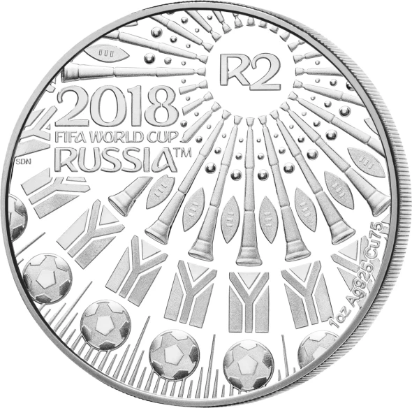 2018 South Africa FIFA World Cup in Russia 1oz 2 Rand silver coin proof