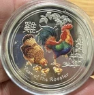 Australia Silver 1 Dollar Year Of The Rooster Coloured 1oz 9999 Silver Unc Coin