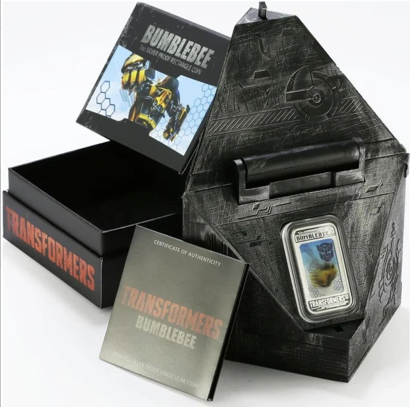 2014 Transformers Bumblebee hologram colored proof silver coin