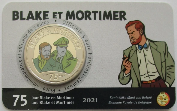 Belgium 5 Euro 2021 75 Years Blake & Mortimer Coloured
