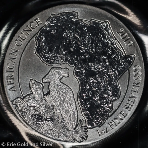 2019 50 Francs Rwanda African Ounce Shoebill Stork 1 oz Silver Coin