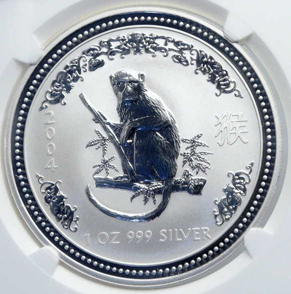 2004 AUSTRALIA Elizabeth II Chinese Zodiac Year of Monkey Silver Coin