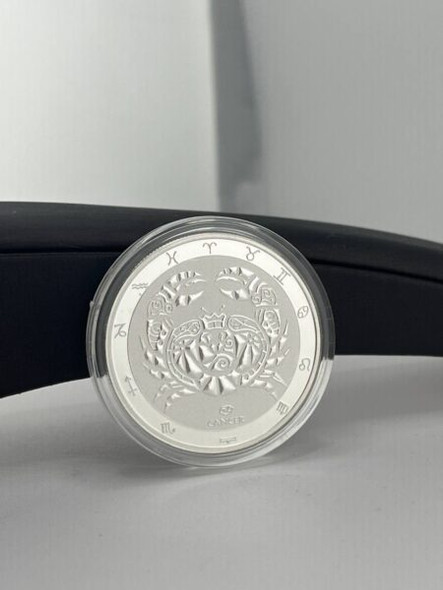 2022 Tokelau Five Dollars 1oz .999 Fine Silver Zodiac Coin - Cancer - Imperfect