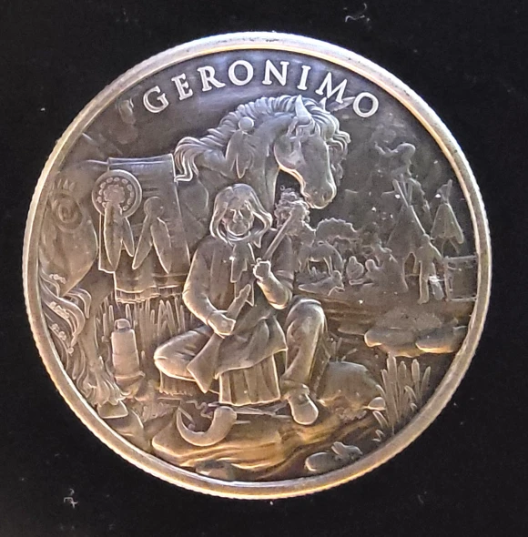 Geronimo Legendary Warriors Antique Finish Vtg-999 Silver 1 Oz Ounce Art Coin