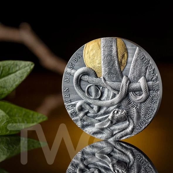 Green Mamba Wildlife in the Moonlight 2 oz Silver Coin 5$ Niue 2022