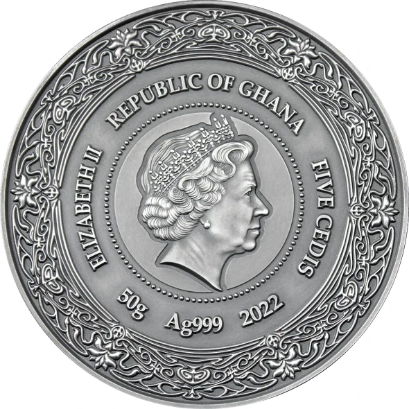 2022 Ghana Shitala Goddess of Health 50g Silver Coin - 500 Mintage