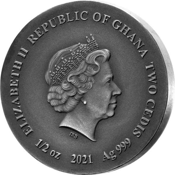 2021 Ghana Brown Bear Silver Coin Wildlife in the Moonlight High Relief RARE