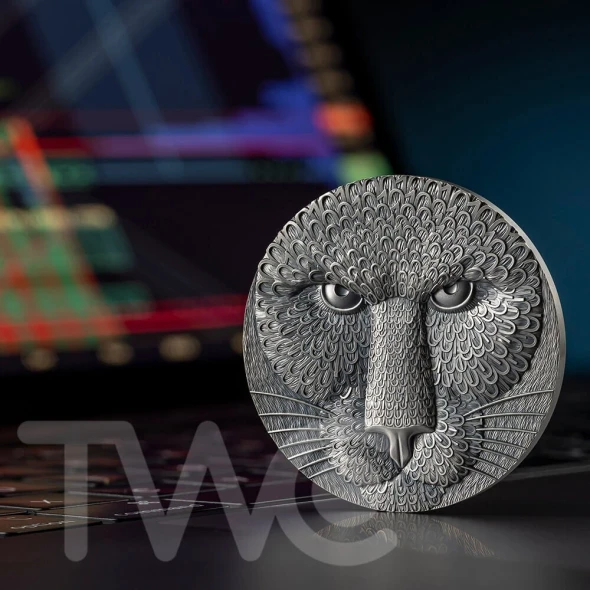 Binary Puma Binary World 2 oz Antique finish Silver Coin 0,001 Ether UCS 2023