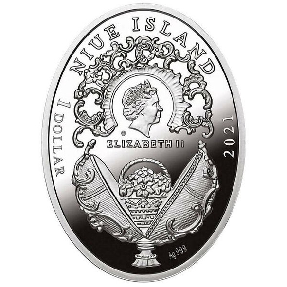 Niue 1 dollar Imperial Faberge Eggs Azov Memorial Egg Art PR70 PCGS Ag coin 2021