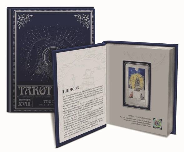 2023 Niue Tarot Card THE MOON XVIII Colorized 1 oz .999 PURE Silver Coin