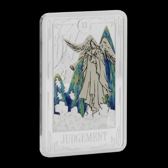 Tarot Cards Judgement 2025 $2 1 oz Silver Proof Coloured Coin – Niue – Agoro