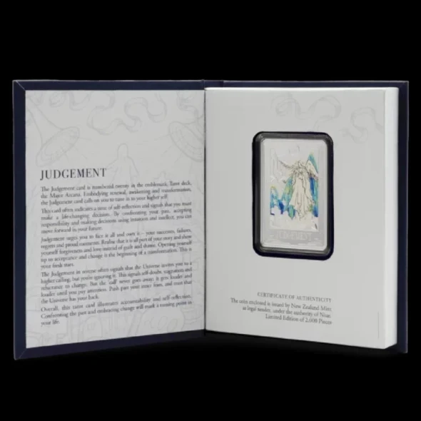 Tarot Cards Judgement 2025 $2 1 oz Silver Proof Coloured Coin – Niue – Agoro