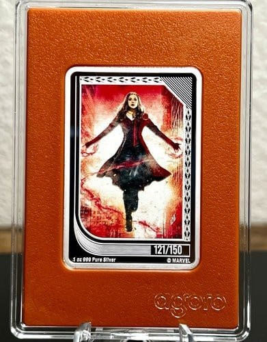 2025 Agoro Marvel INFINITY SAGA Trading Coin SCARLETT WITCH #121 Topaz 1oz