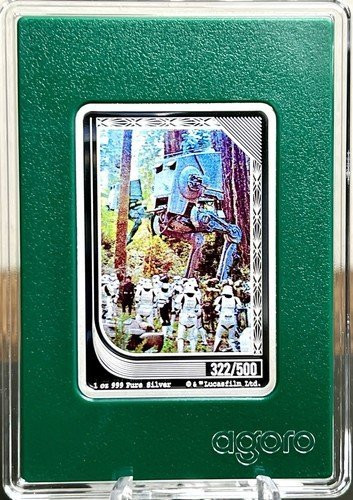 2025 Agoro STAR WARS Trading Coin AT-ST WALKER #322 Emerald Mintage 1oz Silver