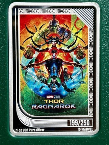 2025 Agoro Marvel INFINITY SAGA Trading Coin THOR RAGNAROK Poster #199 1oz