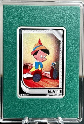 Disney Classics Mint Trading Coin PINOCCHIO Agoro #174/250 Agoro 1oz Silver