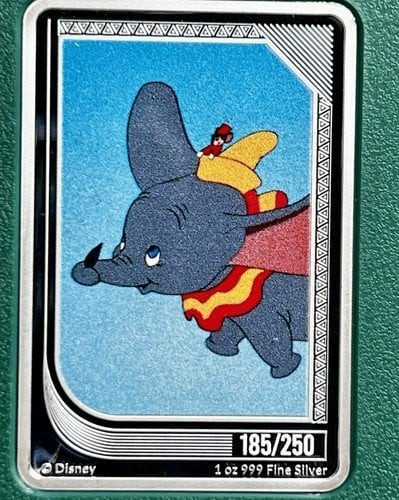Disney Classics Mint Trading Coin DUMBO & TIMOTHY Q. MOUSE Agoro #185 1oz Silver