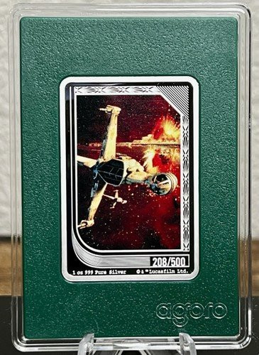 2025 Agoro STAR WARS Trading Coin B-WING FIGHTER #208 Emerald Mintage 1oz Silver