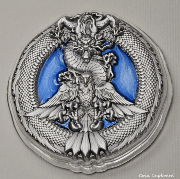 2022 - Chad - 3oz .999 silver - "Peace Symbol / Dragon & Eagle"