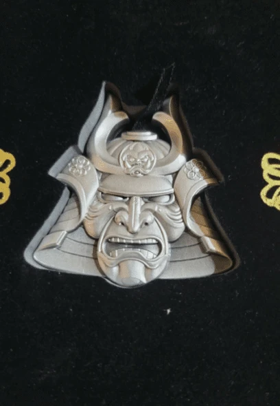 Ancient Warriors - Samurai Mask-Shaped 2021 2oz Silver Antiqued Coin Samoa