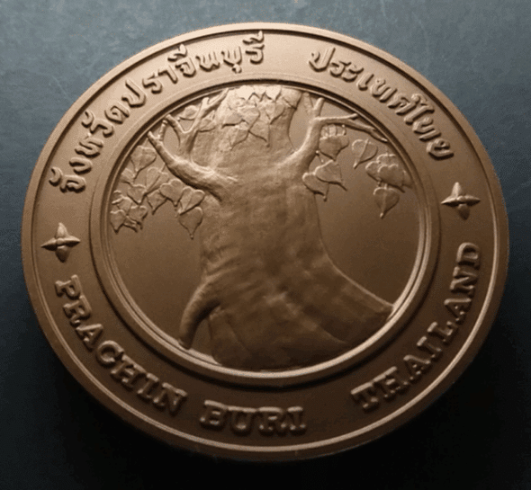 Provincial commemorative coin of Prachinburi Province, 7 cm in diameter.