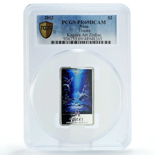 2012 Niue 2 Dollars Zodiac by Kagaya Pisces 1 Oz Silver