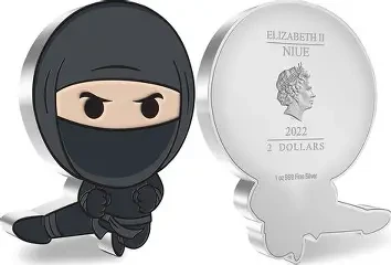 2022 Niue Warriors of History Ninja 1 oz. Silver Proof Chibi Coin