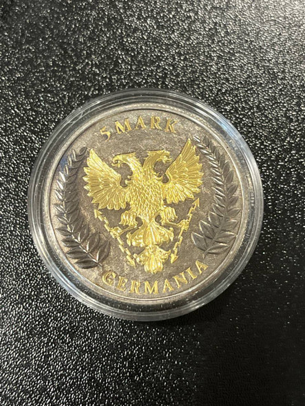 2019 - 1 Oz Silver Coin 5 Mark Germania - Ruthenium Holo Crystal Cross