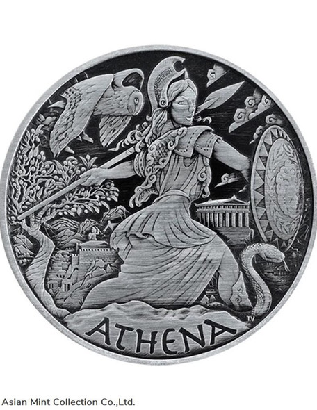 2022 - ATHENA Goddesses of Olympus 1 Oz Antique Silver Coin 1$