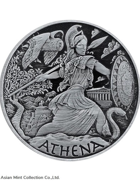2022 - ATHENA Goddesses of Olympus 1 Oz Antique Silver Coin 1$