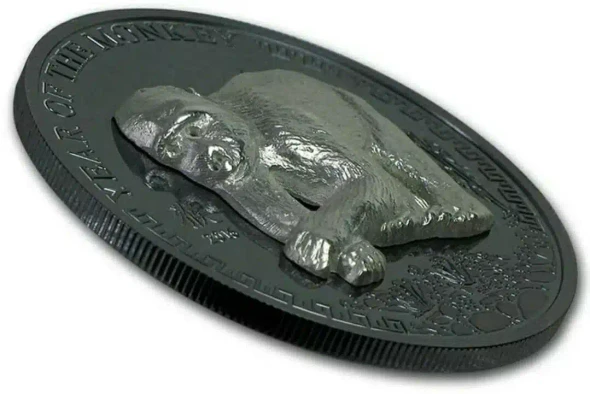 2016 500 togrog Mongolia LUNAR YEAR OF THE MONKEY 25 Grams Silver Black Proof Coin