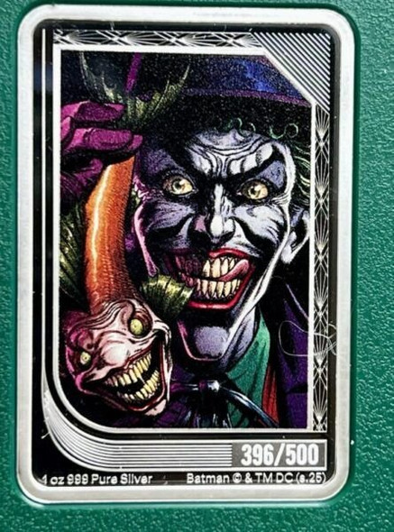 2025 Agoro The Art Of DC Trading Coin THE JOKER #396 Emerald Mintage 1oz Silver