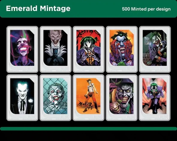 2025 Agoro The Art Of DC Trading Coin THE JOKER #396 Emerald Mintage 1oz Silver