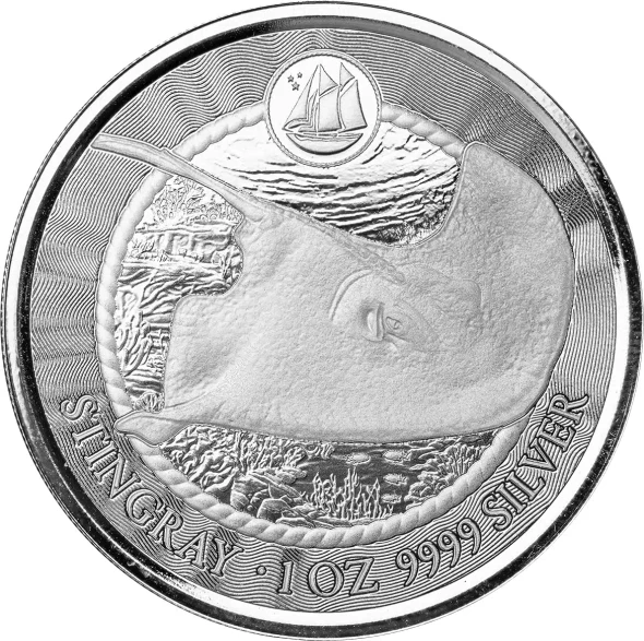 2023 - Cayman Islands $1 Stingray Rays 1 Oz Silver 999 Proof Like